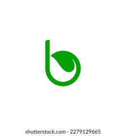 Letter Initial B Leaf Logo Design Template.