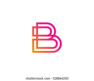 Letter Initial B Line Logo Design Template