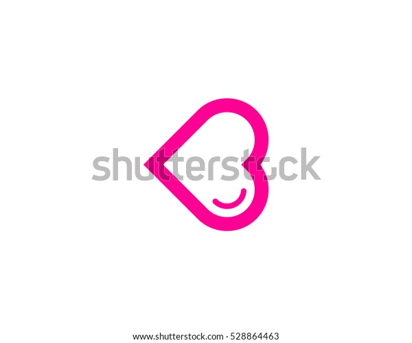 Letter Initial B Love Logo Design Stock Vector (Royalty Free) 528864463