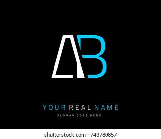Letter initial A & B minimalist logo template vector