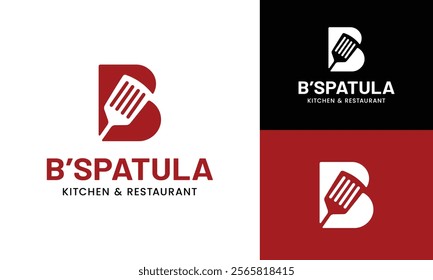 Letter Initial B Spatula Logo Design Template. Suitable for Restaurant Kitchen Bistro Cafe Catering Eatery Grill Barbeque or Chef Cook Kitchener Food Blogger Business Brand Company Logo Design