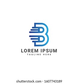 Letter Initial B Speed Logo Design Template, technology initial Letter B Logo design