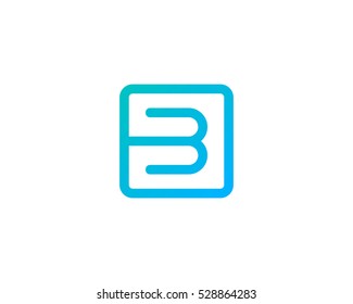 Letter Initial B Square Logo Design Template