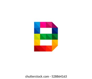 Letter Initial B Square Pixel Logo Design Template
