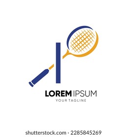 Letter I Initial Badminton Racket Logo Design Vector Icon Graphic Emblem Illustration