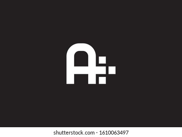 Letter A initial based abstract alphabet icon logo trendy awesome artistic black and white color in pixel style.