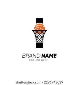 Letter I Initial Basketball Logo Design Vector Icon Graphic Emblem Illustration 