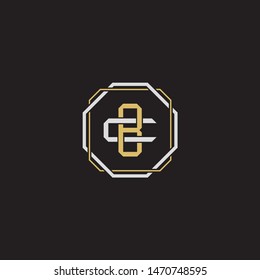Letter initial BC B C CB monogram logo classic style with emblem hexagon line isolated on black background and gold silver colors combination