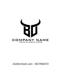 Letter Initial BD logo icon design template with bull horns.