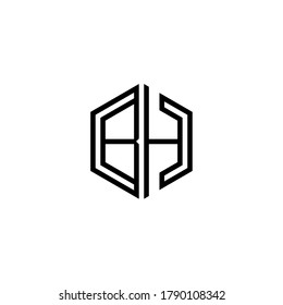 Plantilla de diseño de icono del logotipo BH inicial de la carta.