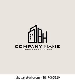 Letter Initial BH logo icon design template.