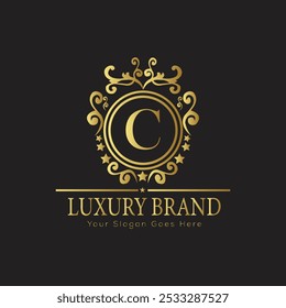 Buchstabe Initial C elegantes Luxus Monogramm Logo 