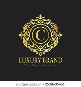 Buchstabe Initial C elegantes Luxus Monogramm Logo 
