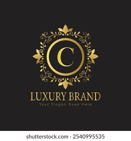 letra Inicial C elegante logotipo monograma de luxo 
