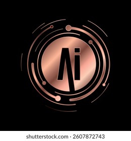 Letter A I Initial Cooper Color Cyber Multimedia Logo