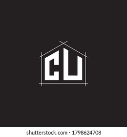 Letter Initial CU logo icon design template.