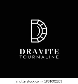 Carta Plantilla de diseño del logotipo lineal de la línea de tormalina D Dravite inicial.
Letra D Gemstone para el rubí de diamante cristal Topaz Jade Opal Sapphire Turquoise Onyx Emerald