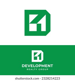 Letter Initial D with Home House in Minimal Modern Style for Real Estate Development Developer Realty Realtor Property Properties Mortgage Construction Management Agent Logo Design Template