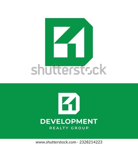 Letter Initial D with Home House in Minimal Modern Style for Real Estate Development Developer Realty Realtor Property Properties Mortgage Construction Management Agent Logo Design Template
