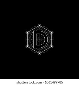 Letter Initial D Logo Line Geometry Template