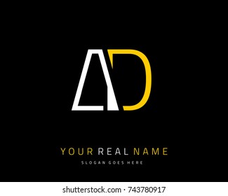 Letter initial A & D minimalist logo template vector