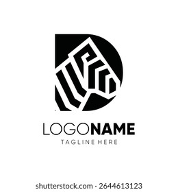 Letra D inicial Diseño de logotipo de cebra Icono de Vector Emblema Ilustración de símbolo gráfico