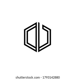 Letter Initial DU logo icon design template.