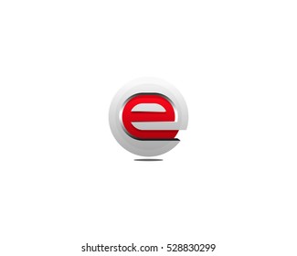 Letter Initial E 3D Circle Logo Design Template