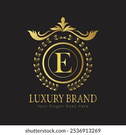 Letra inicial E elegante logotipo de lujo del monograma 