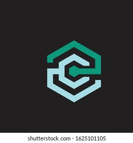  letter initial EC, CE, C icon vector