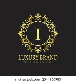 letter Initial I elegant luxury monogram logo 
