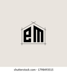Letter Initial EM logo icon design template.