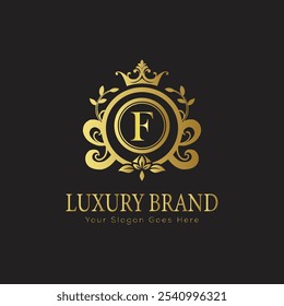 Buchstabe Initial F elegantes Luxus Monogramm Logo 
