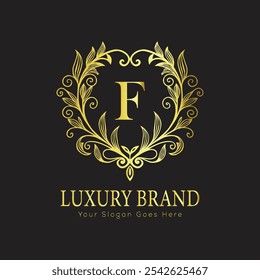 letra Inicial F elegante logotipo monograma de luxo 
