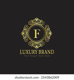letra Inicial F elegante logotipo monograma de luxo 
