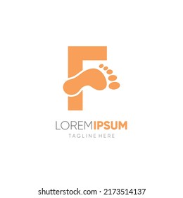 Letter Initial F Human Footprint Logo Design Vector Icon Graphic Emblem Illustration 