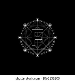 Letter Initial F Logo Line Geometry
