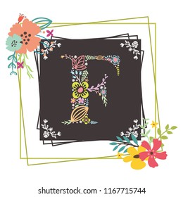 letter A initial with floral vector