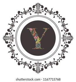 letter A initial with floral vector