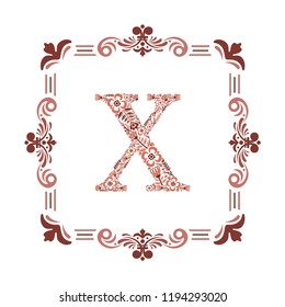 letter A initial with floral vector