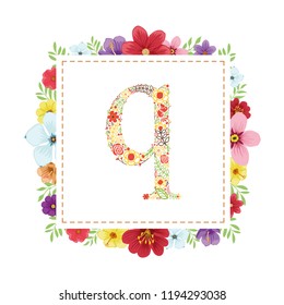 letter A initial with floral vector