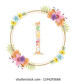 letter A initial with floral vector