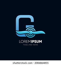 Letter Initial G Airplane Propeller Logo Design Vector Icon Graphic Emblem Illustration