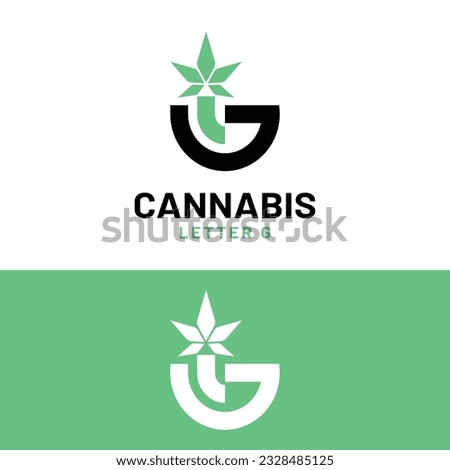 Letter Initial G Cannabis in Modern Minimalist Style for Cannabis Hashish Weed Marijuana Hemp Plant Business Brand Company Shop Logo Design Template.
