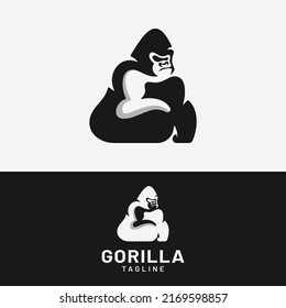 Letter Initial G Gorilla Logo Design Template. Suitable for General Sports Fitness Finance Construction Company Business Corporate Shop Apparel in Simple Modern Style Logo Design.