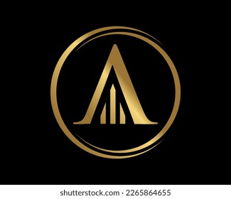 Letter A Initial Gold Luxury Statistics Data Chart Analytics Business Capital Vector Logo Design