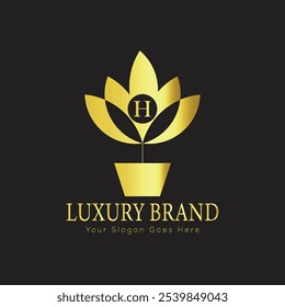 Buchstabe Initial H elegantes Luxus Monogramm Logo
