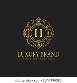 letter Initial H elegant luxury monogram logo
