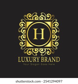 Letra inicial H elegante logotipo de lujo del monograma
