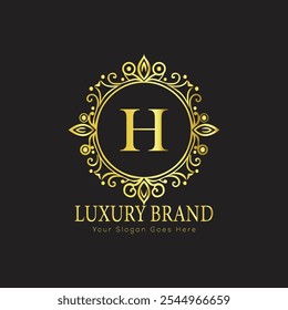 letter Initial H elegant luxury monogram logo
